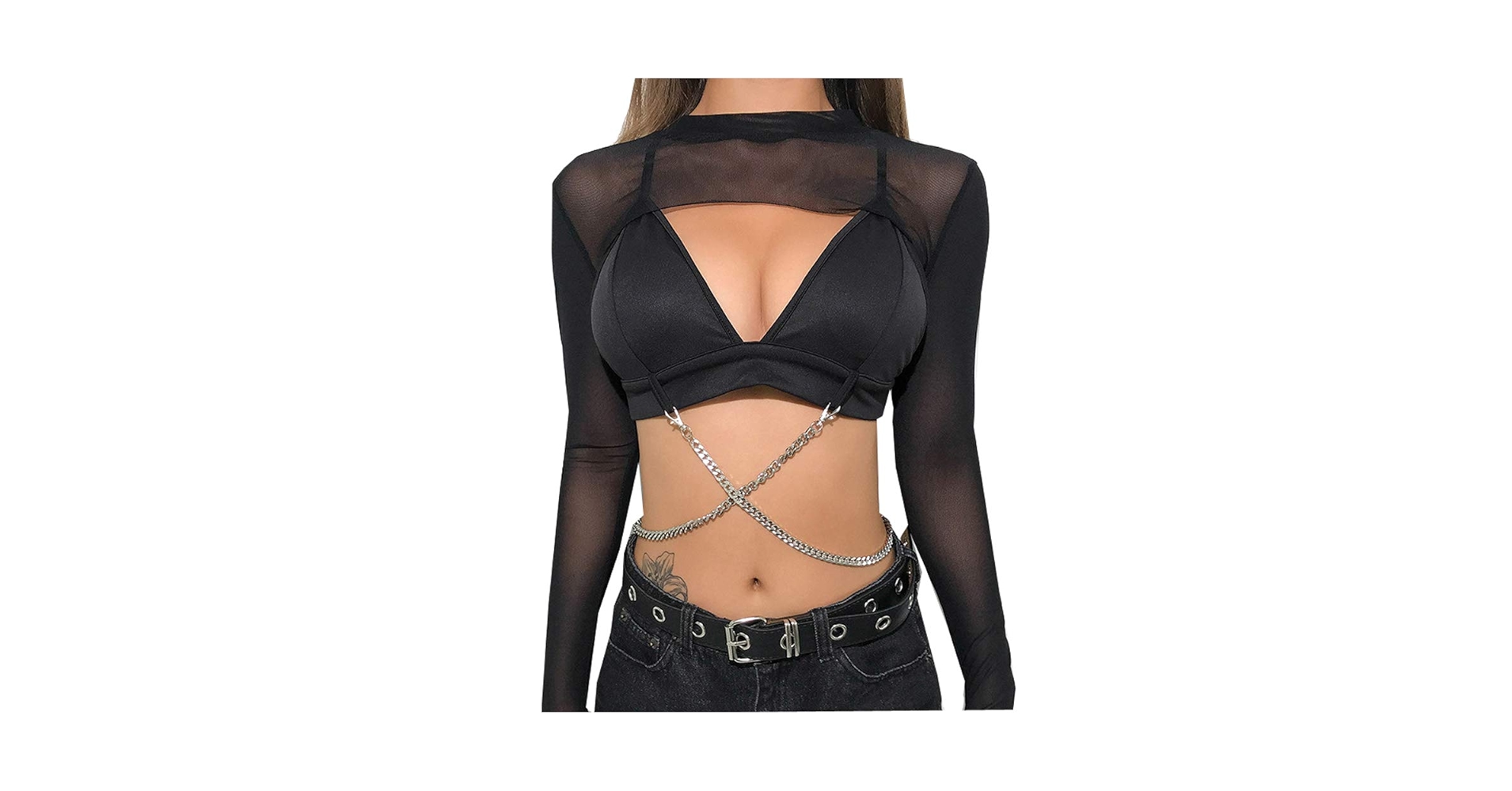 トップス SHEER PLAID VOLUME SLEEVE TOPS Sheer Plaid Long Sleeve High Neck Top – Plastique